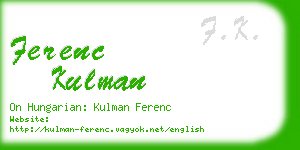 ferenc kulman business card